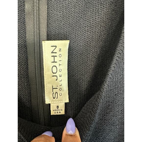 St. John Black Santana Knit Sleeveless Work Office Career Sweater Dress Size 8‎ - Picture 2 of 10